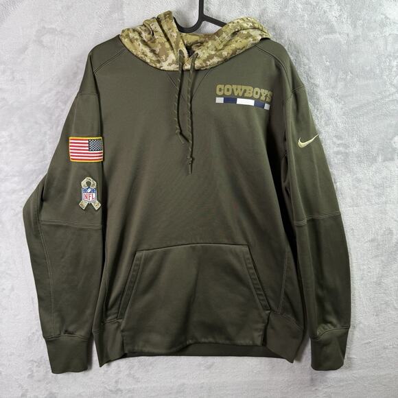 Nike Cowboys Salute to Service Hoodie Men's Medium Green NFL Camo On Field - Picture 1 of 13